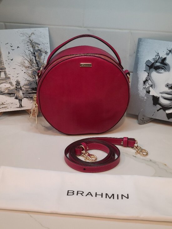 Brahmin Handbags - Brahmin Lane Fuchsia Raspberry Melbourne Leather Crossbody Bag EUC